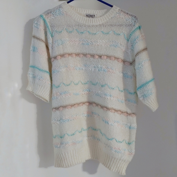 Vintage Short Sleeve Knit Sweater Cottagecore - Picture 3 of 7